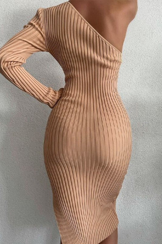 One Shoulder Split Sweater Dress 4