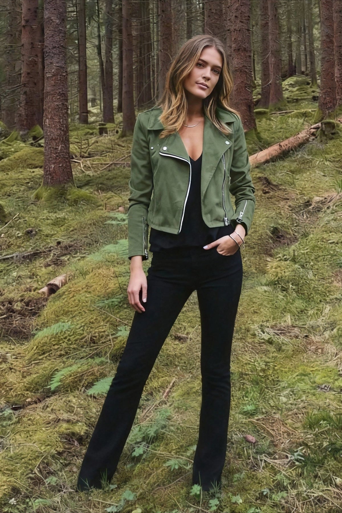 Fashion Solid Color Cool Zipper Jacket