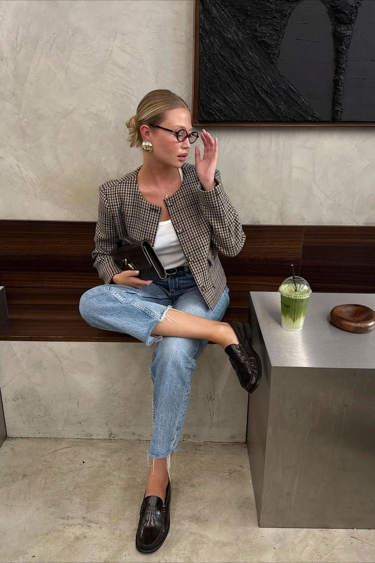 Chic Plaid Designer Blazer Coat for Timeless Elegance