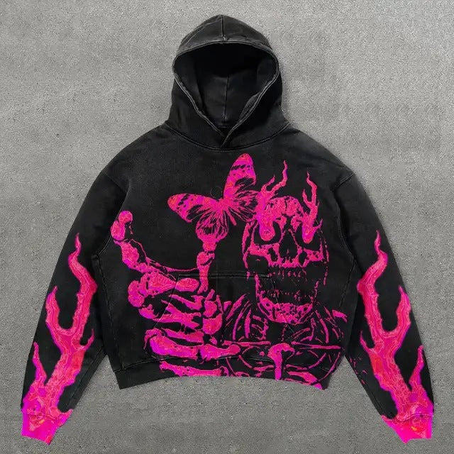Vintage Skull Zip-Up Hoodie