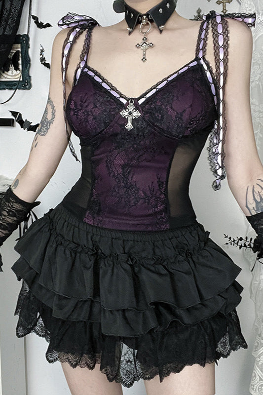 Gothic Mesh Sheer Slim Corset