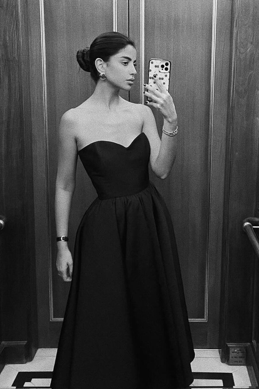Satin Strapless Sweetheart A-Line Prom Gown - View 2