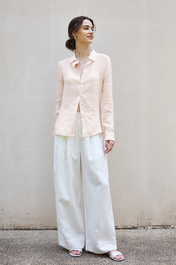 Minimalist Sheer Linen Blouse