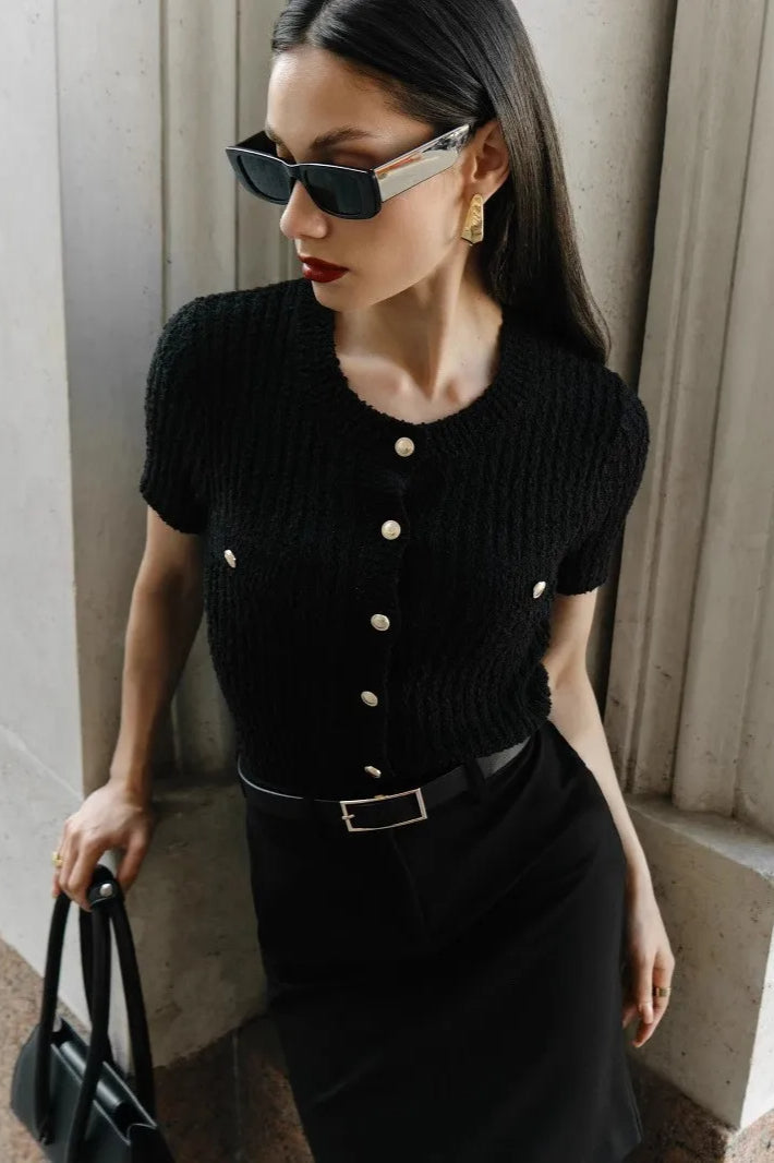 Single-Breasted Knitted Office Cardigan