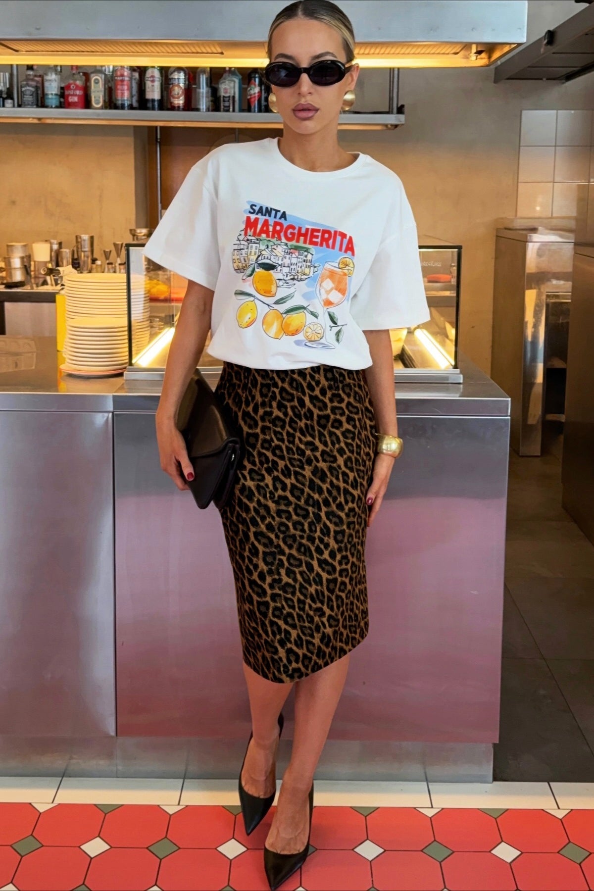 Leopard Pencil Midi Skirt