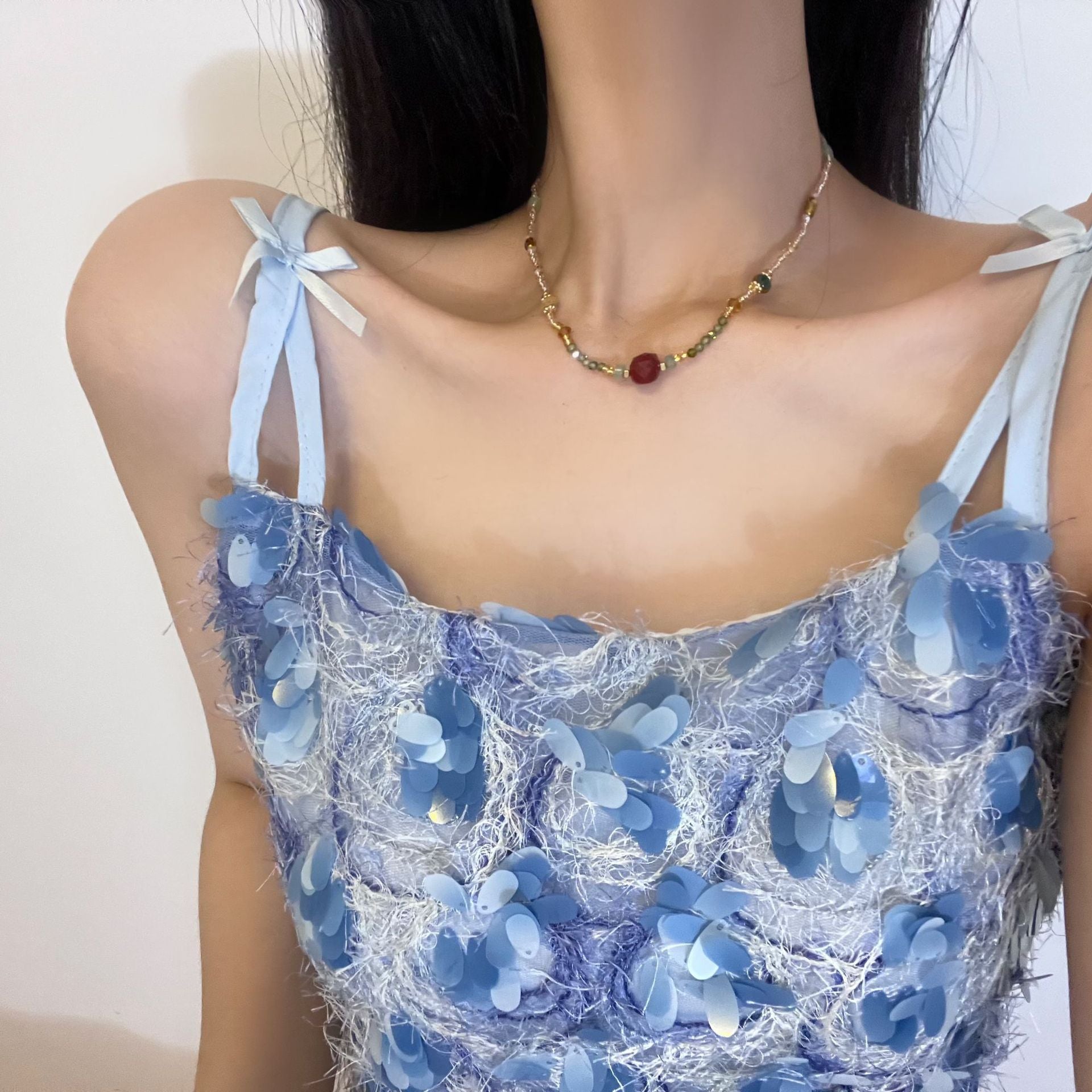 Vintage Natural Stone Double Layer Necklace