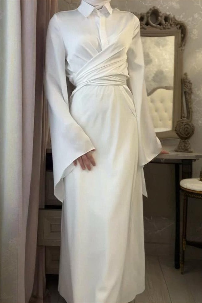 Vintage Satin Blouse with Fitted Skirt Two Piece Set