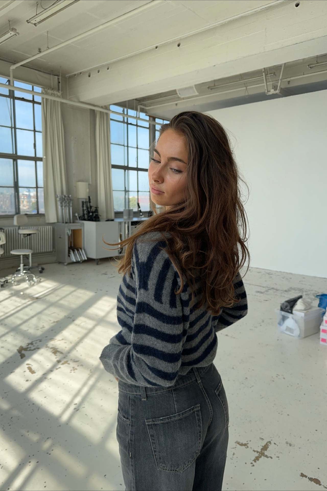 PrincessAce Striped Slouchy Knit Sweater for Effortless Style