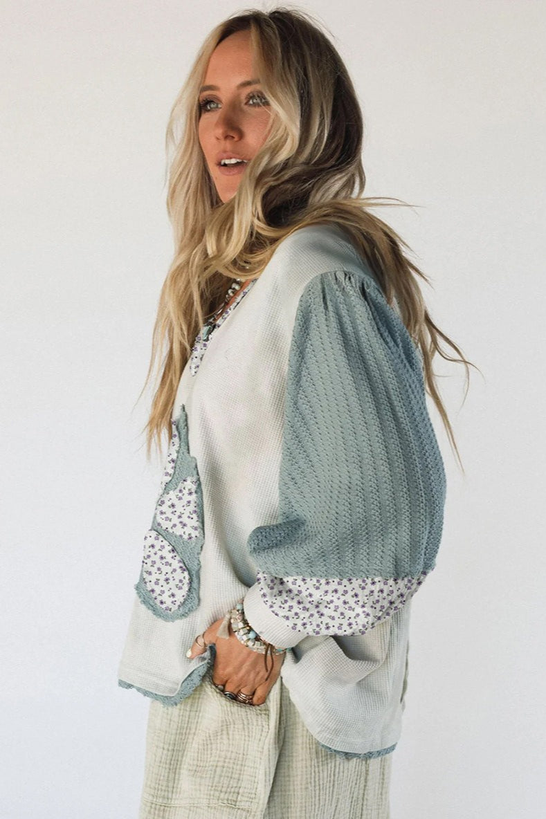Floral Patchwork Knit Hoodie