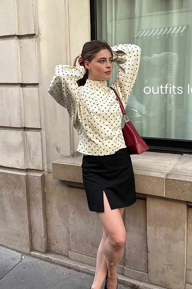 Contrast Polka Dot Casual Jacket