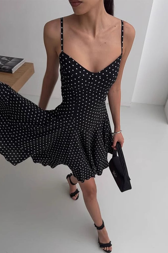 Polka Dot A-Line Cami Mini Dress - Fashionpara