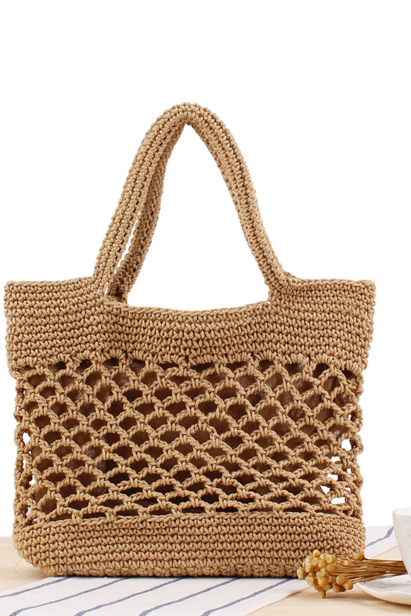 Casual Woven Straw Beach Bag with zipper - Fashionpara
