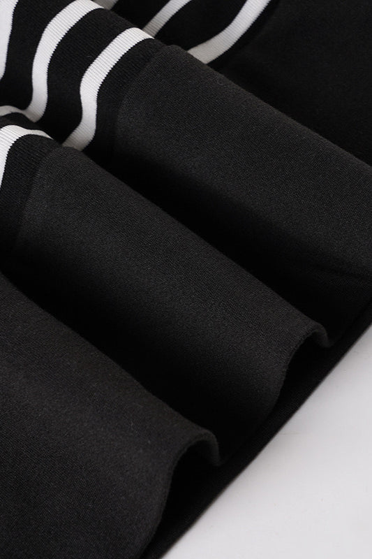 Fitted Striped Off Shoulder Long Sleeve Blouse