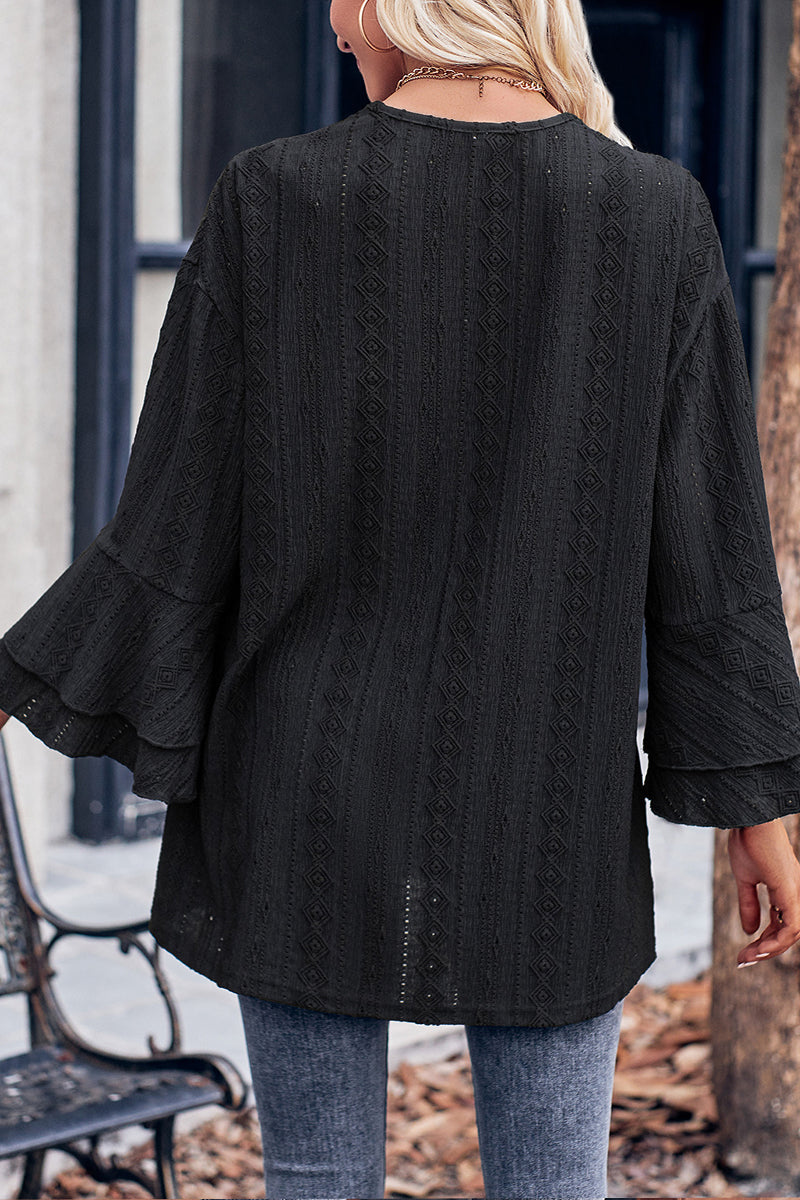 Bell Sleeve Knit Cardigan Top for Effortless Style