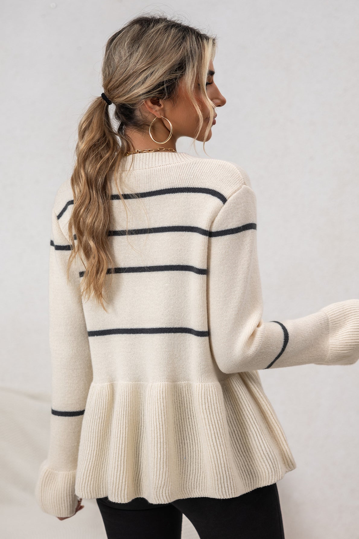 V-Neck Striped Knit Cardigan for Effortless Style and Comfort