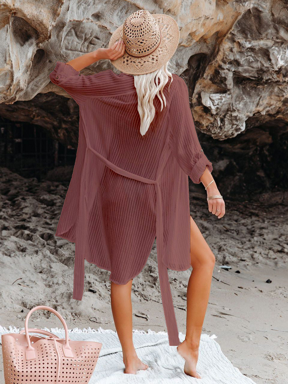 Textured Beach Cover Up Blouse