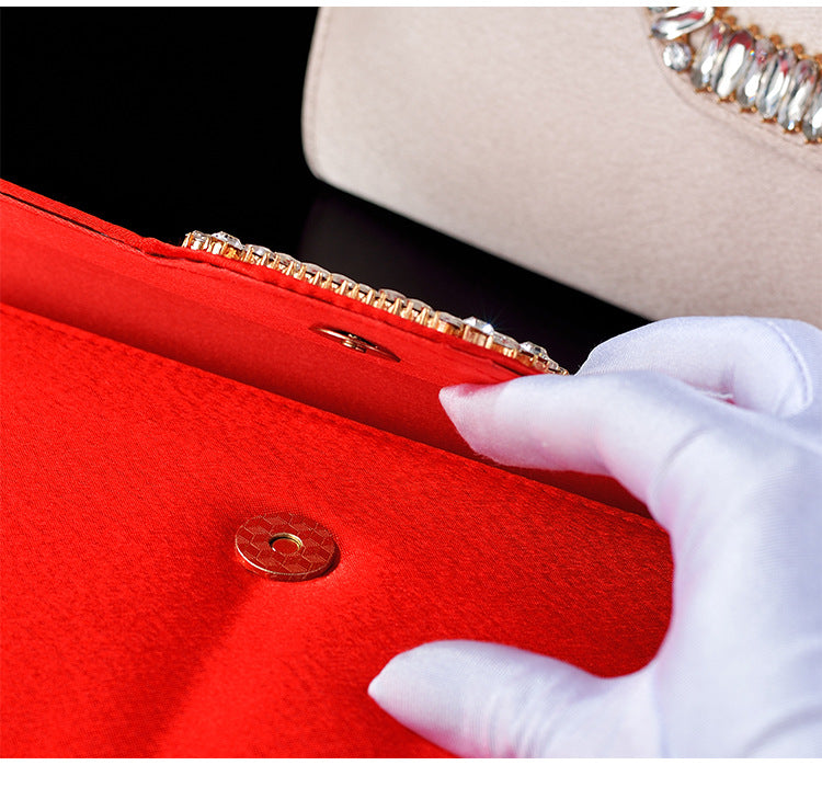 Square buckle satin handbag