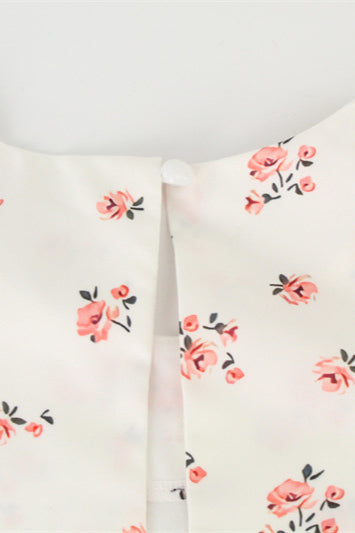 Floral Puff Sleeve Backless Maxi Dress