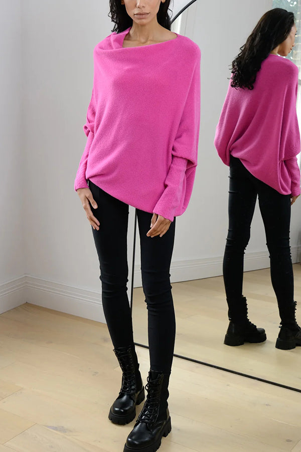 Chic Solid Color Round Neck Long Sleeve Knitted Sweater