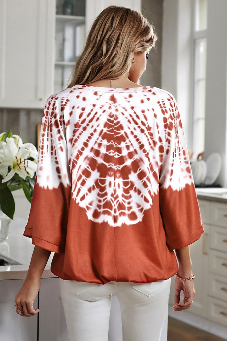 Irregular Short Sleeve Printed T-Shirt