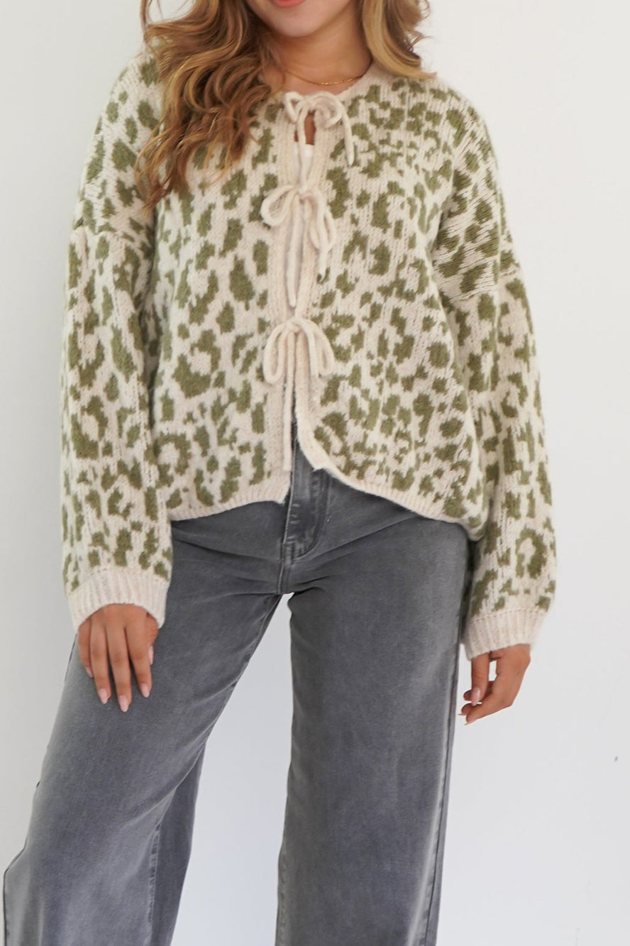 Leopard Print Tie-Front Cardigan for Stylish Comfort