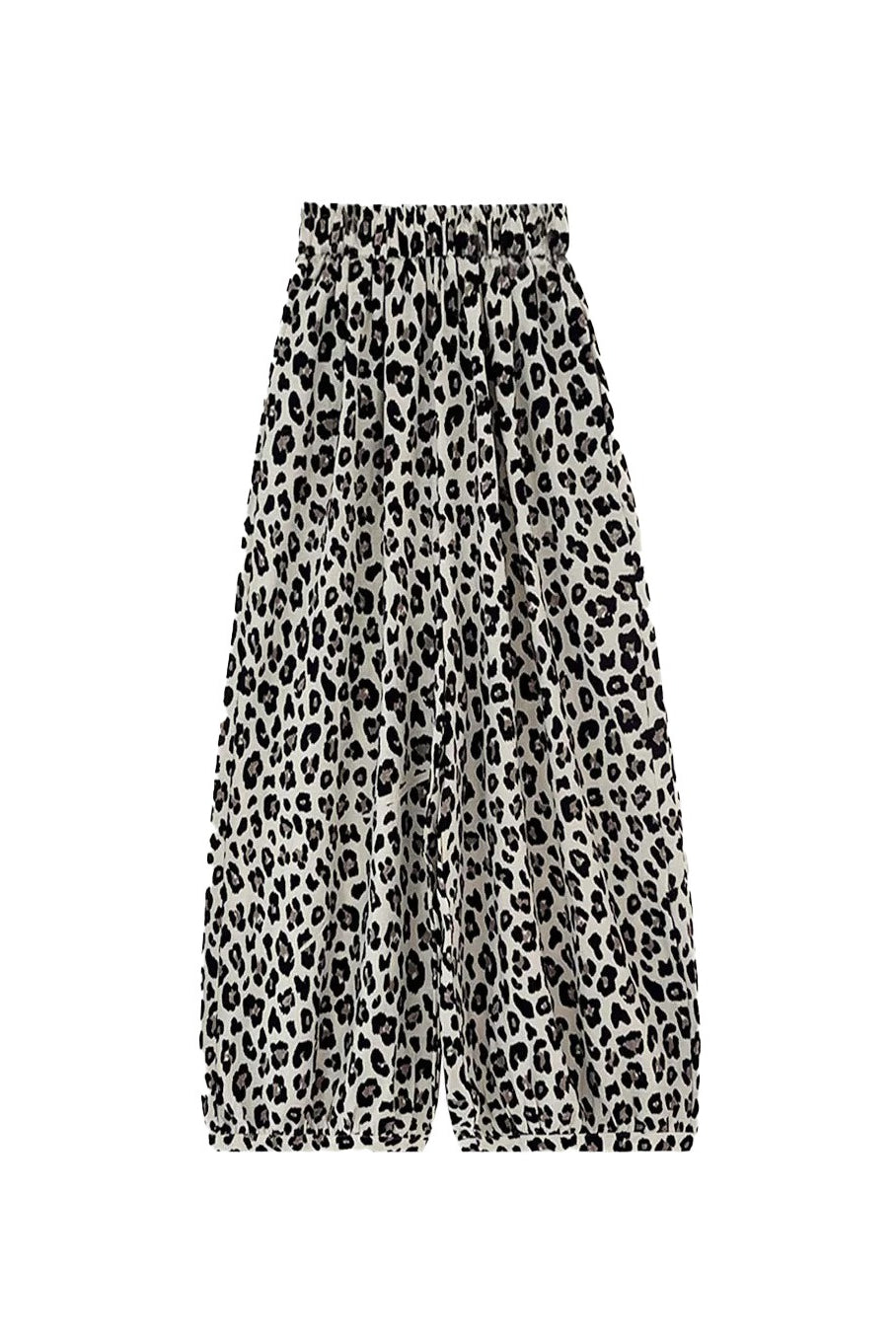 Leopard Cropped Wide Leg Casual Pants