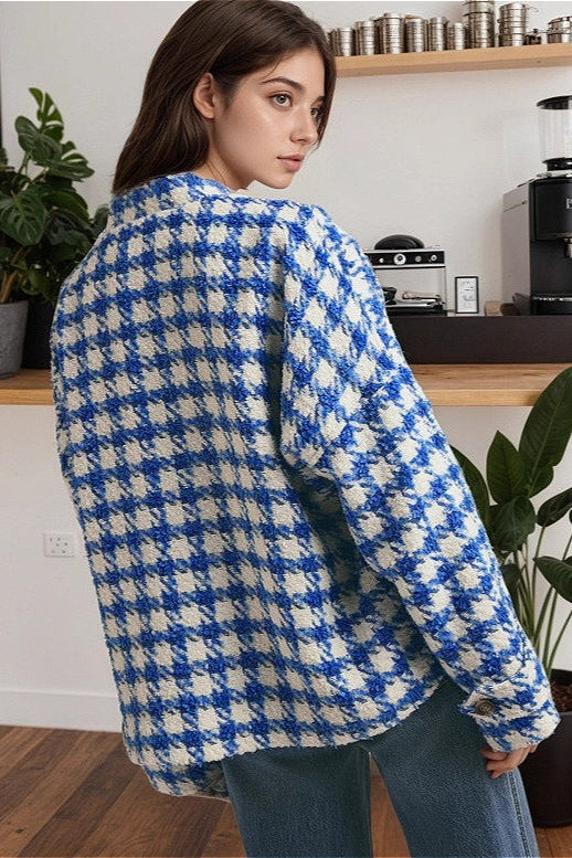 Chic Loose Houndstooth Coat for Effortless Casual Style
