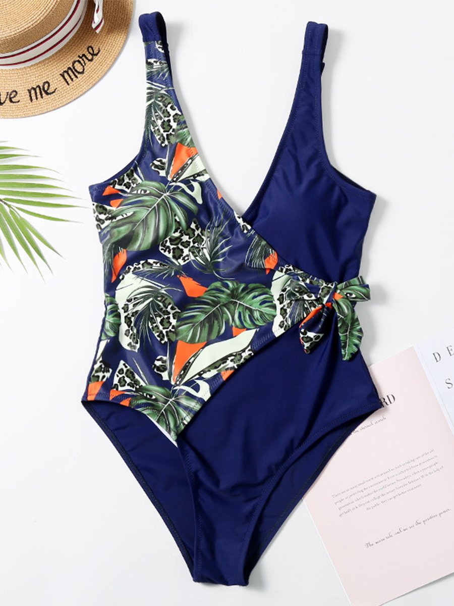 Floral Print One-piece Swimsuit - Fashionpara