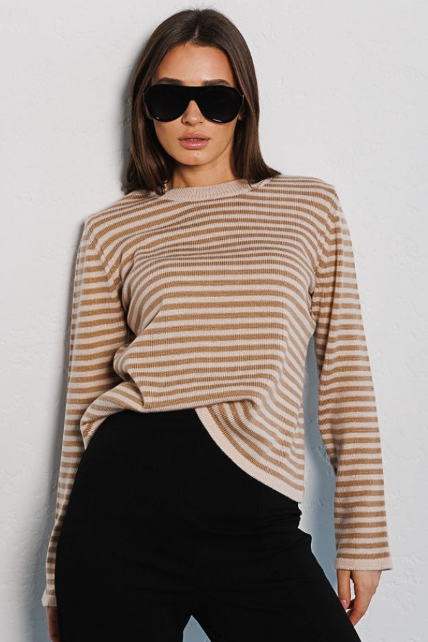 PrincessAce Ribbed Colorblock Striped Knit Sweater for Style