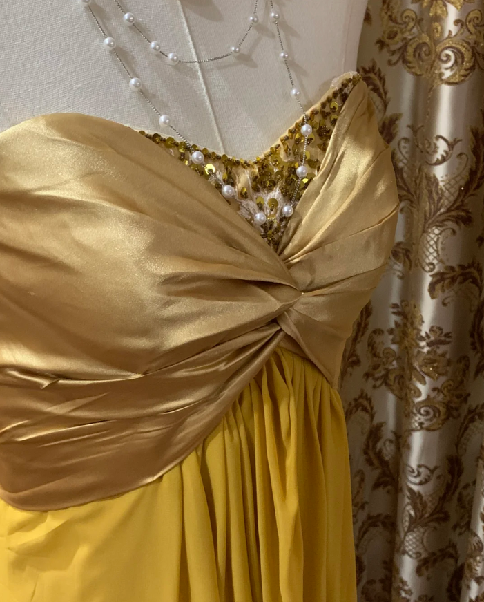 Stylish Strapless Beaded Satin Chiffon Long Wedding Guest Dress Formal Birthday Party Dress D1717