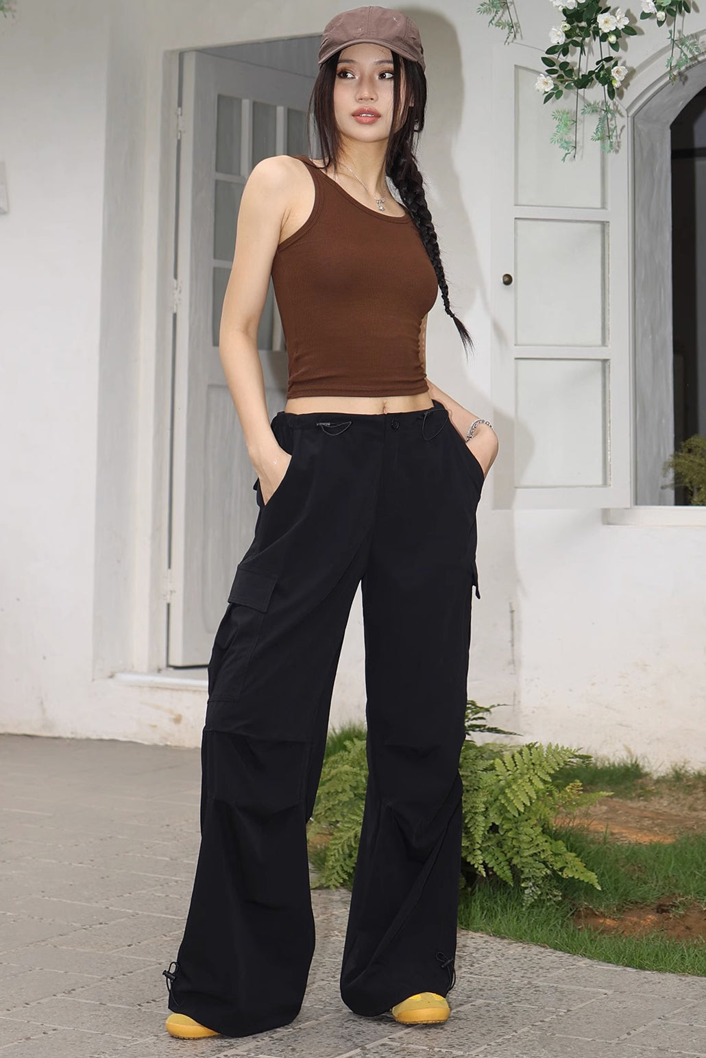 Lace Up Side Pocket Side Cargo Pants