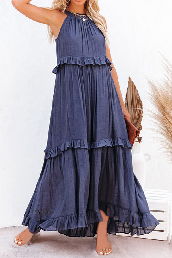 Irregular cake skirt sleeveless long mop skirt - Fashionpara