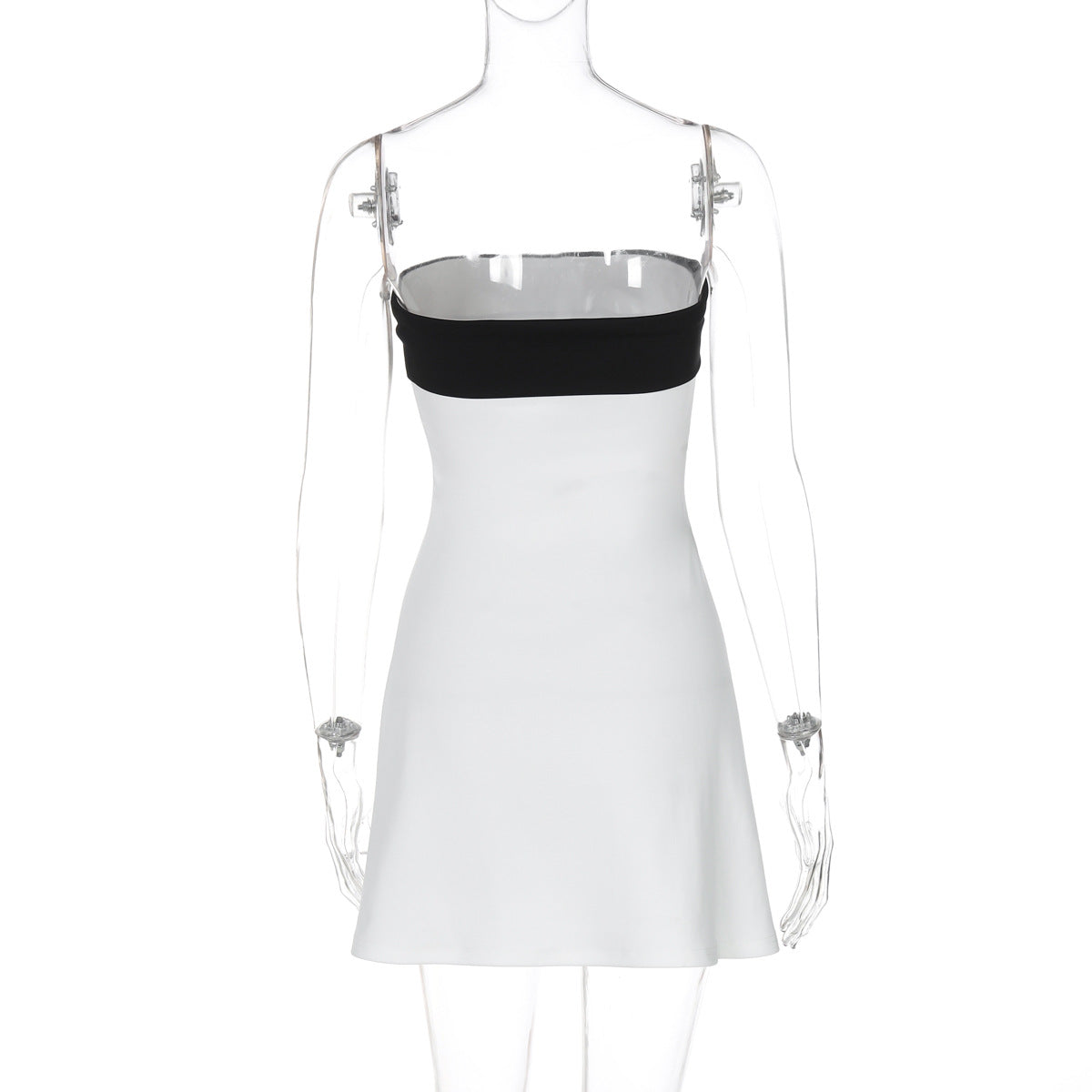 Contrast-Panel Strapless Bandeau Mini Dress 6