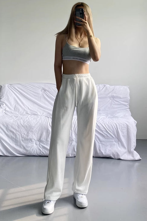 Drawstring Waist Seam Elastic Waist Sports Pants