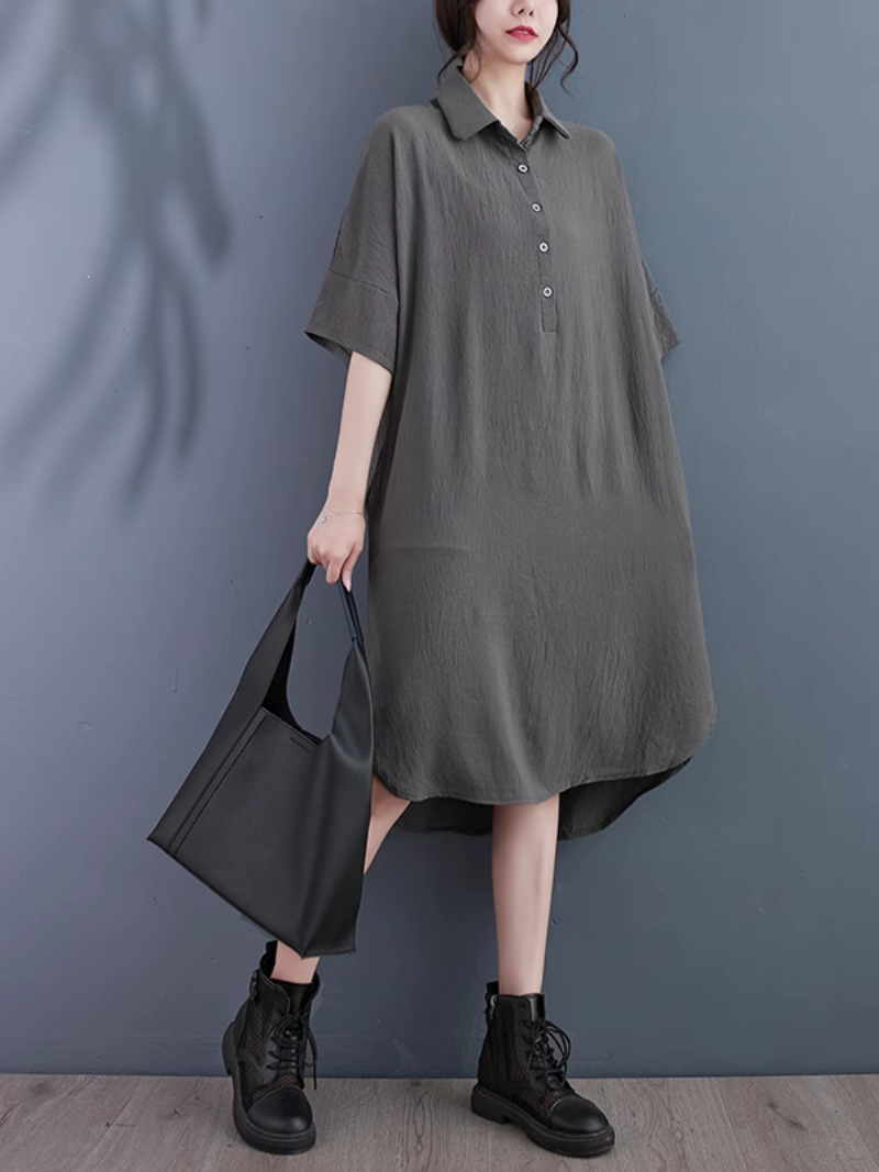 Solid Color Shirt Dress 6