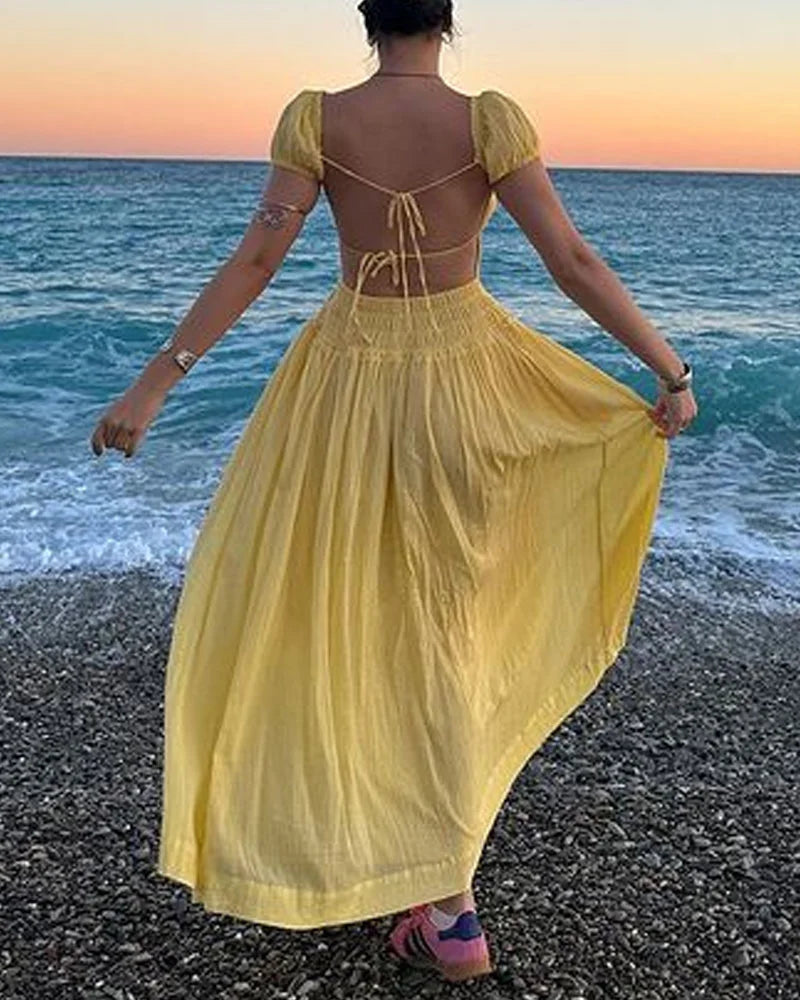 Elegant Backless Strap Holiday Dress - Fashionpara