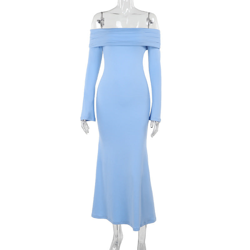 Off-Shoulder Long-Sleeve Bodycon Mermaid Maxi Dress 6