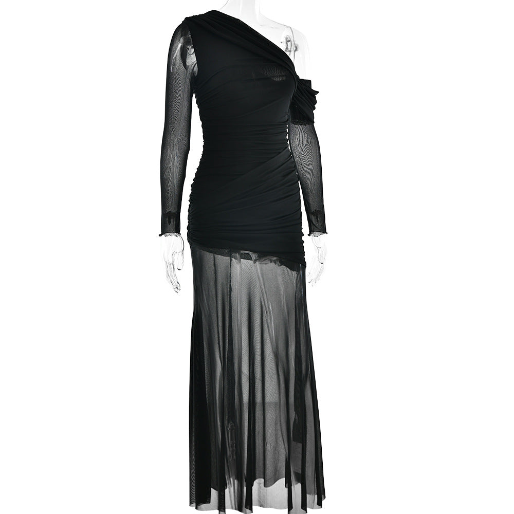 Soprano One-Shoulder Dress - Black