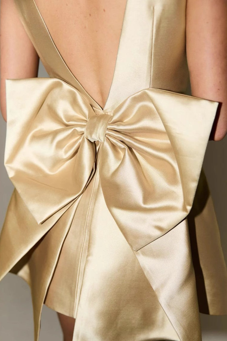 Elegant Square Neck Backless High Waist Mini Dress