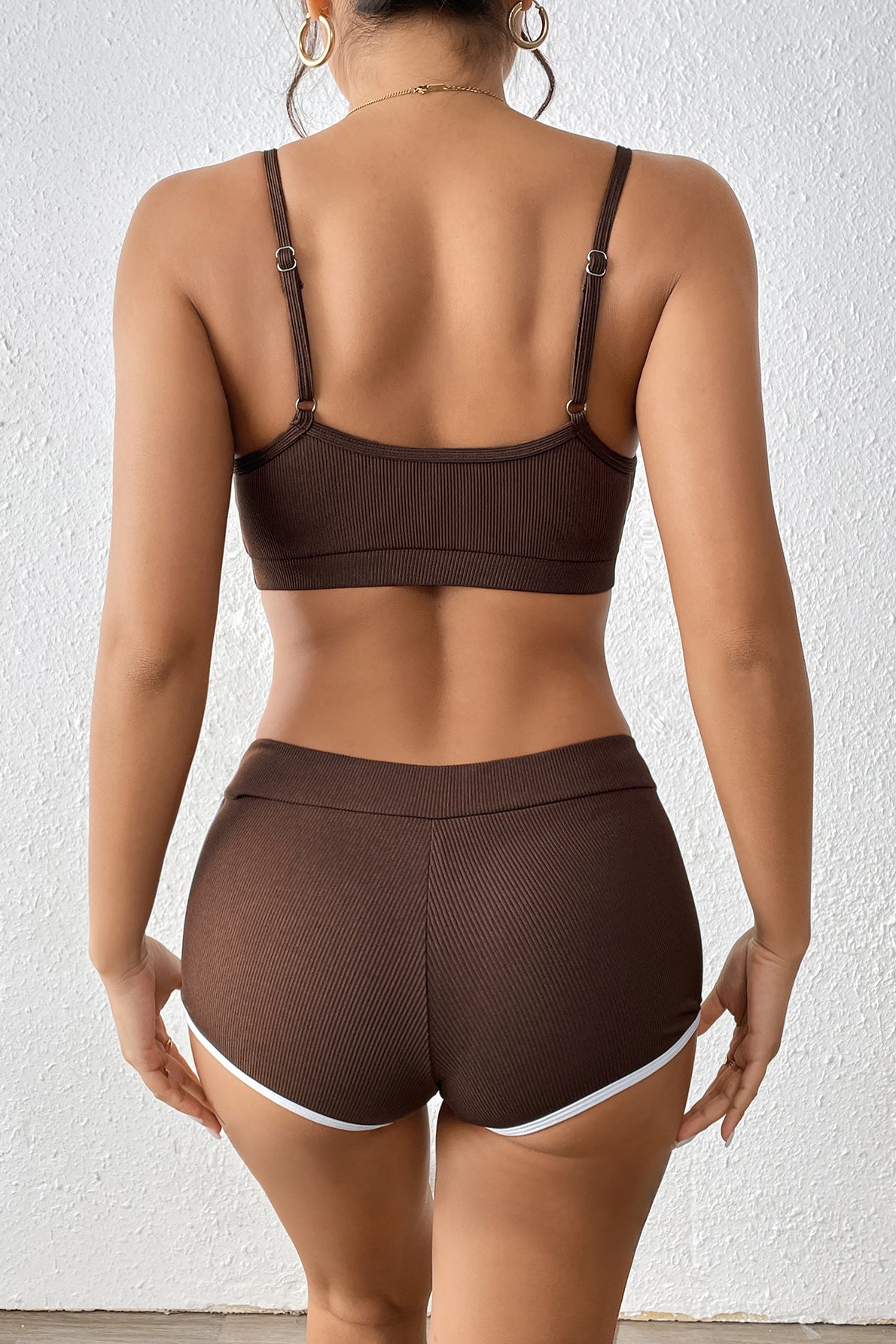 Strapless Ribbed Bikini Two Piece Swim Set