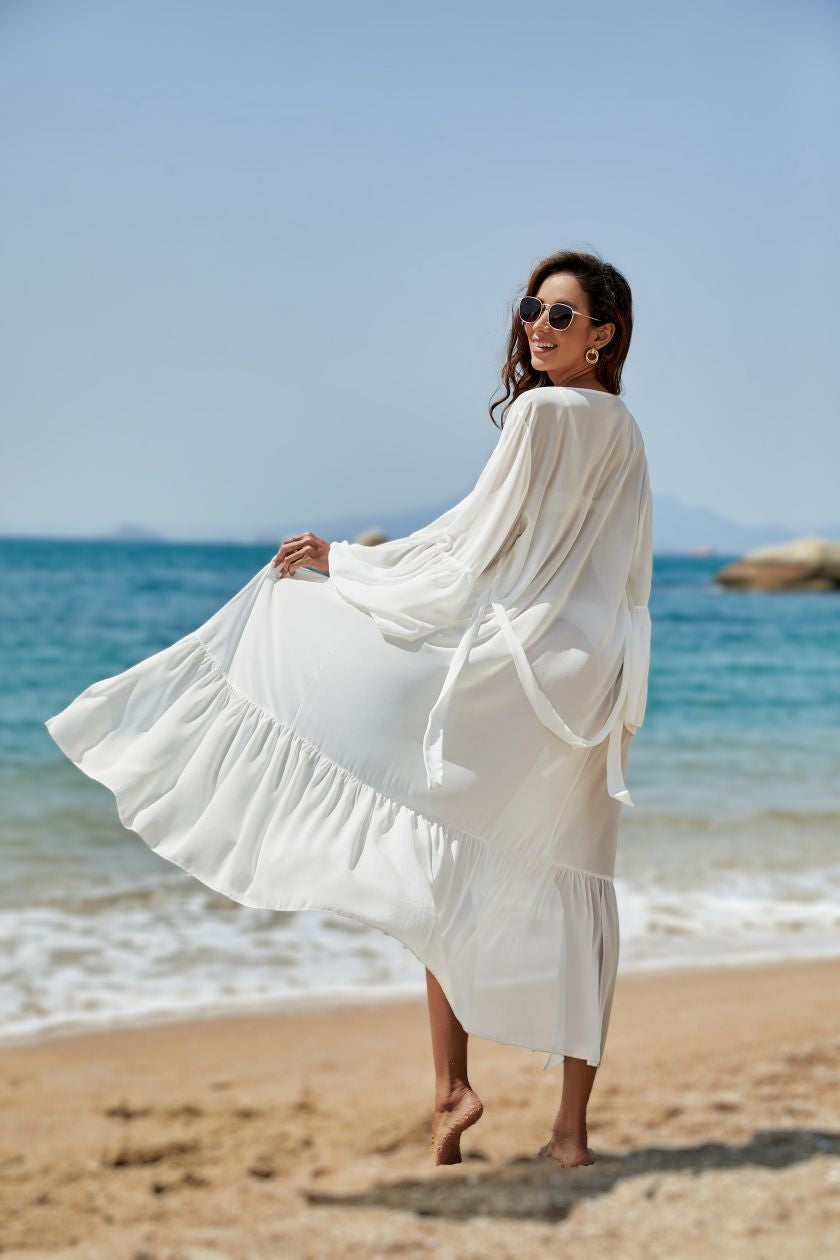 Chiffon Tie Front Bikini Cover Up