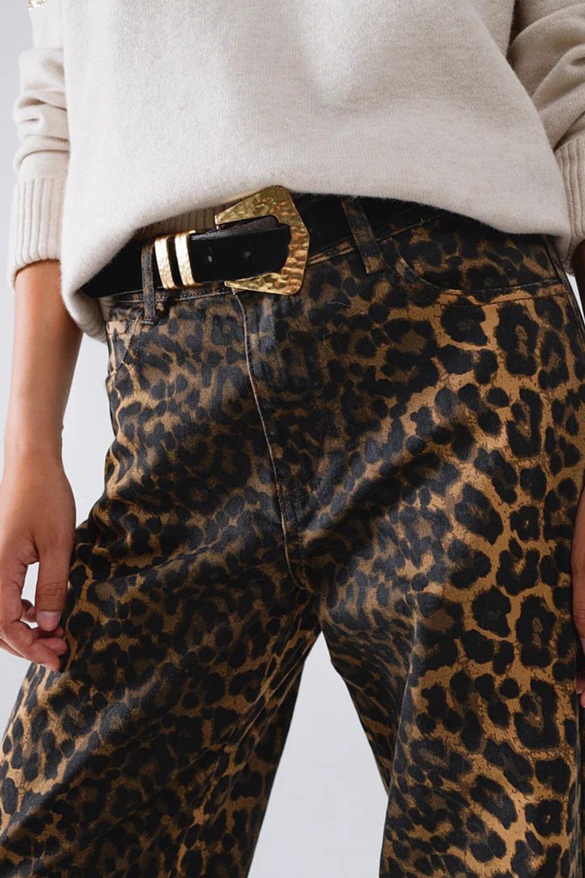 Leopard Chic Straight Leg Jeans