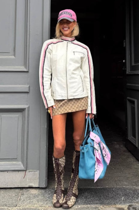 Colorblock Panel Faux Leather Coat for Stylish Comfort