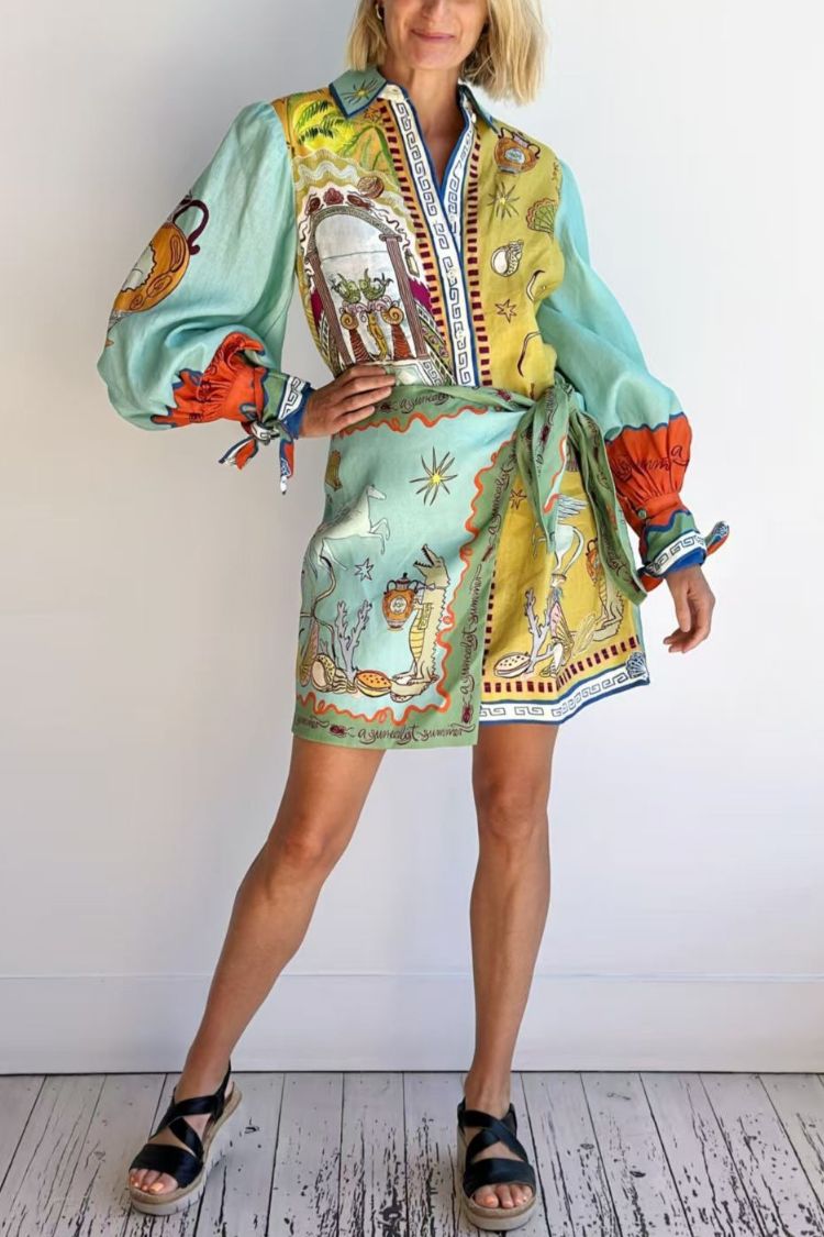 Casual Linen Shirt Collar Cardigan Two-Piece Set - Fashionpara