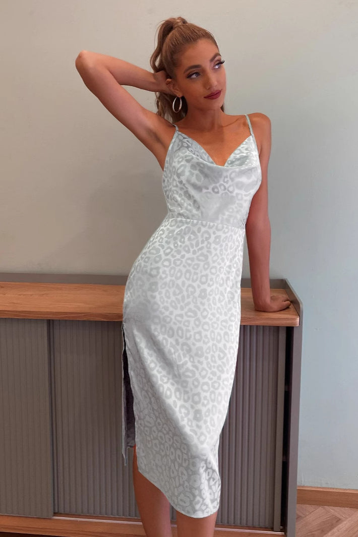 Satin Split Backless Cami Party Dress
