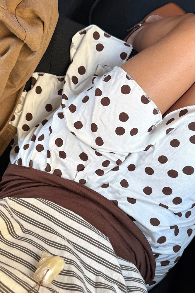 Polka Dot Colorblock Asymmetrical Mini Skirt