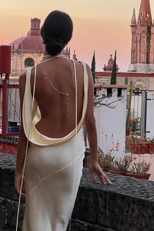 Backless Cami Silk Dress