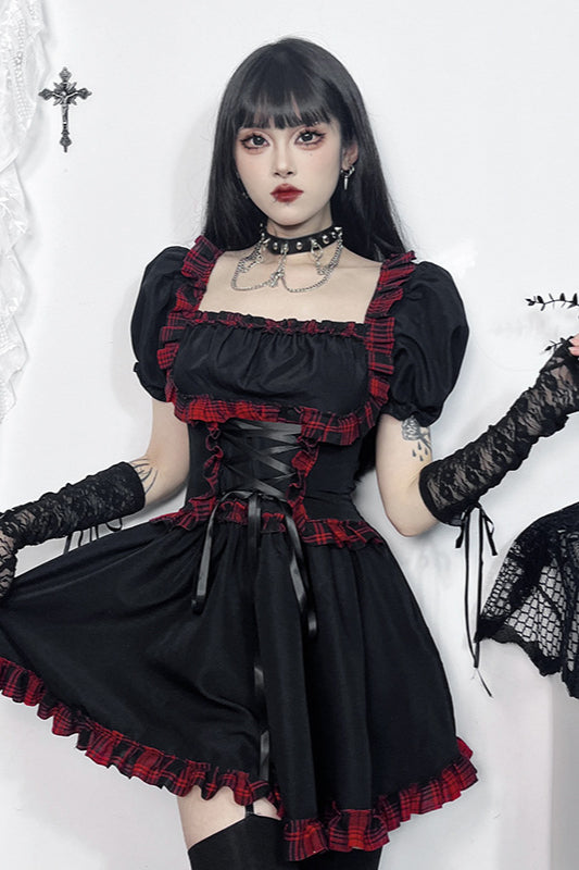 Dark Plaid Gothic Dress