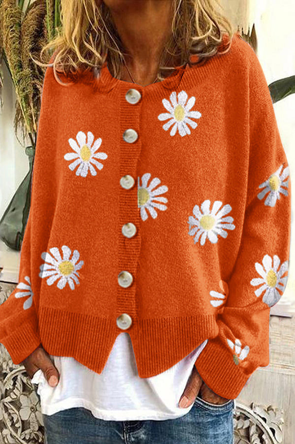 Chrysanthemum Embroidered Cardigan Coat for Elegant Style