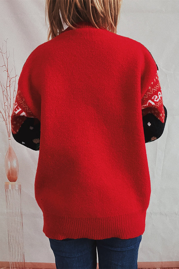 Festive Christmas Pattern Knitted Long Sleeve Sweater